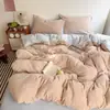 Estilo Ins de celebridad, juego de cama de cuatro piezas de color liso de terciopelo de leche, juego de tres piezas de terciopelo coral engrosado cálido para dormitorio de estudiante de invierno