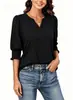 Nueva Ropa de Mujer de Comercio Exterior, Suéter Casual Transfronterizo de Algodón Puro con Cuello en V y Manga Tres Cuartos para Mujer