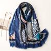 2022 Primavera Nuevo Pañuelo de Seda Artesanal Japonés de Algodón Lino con Estampado Floral Decorativo Chal de Viaje Toalla de Playa para Mujer