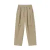 Calça Cargo Reta Plissada Estilo Rua Americana Masculina Marca Tendência Calça Casual Solta Perna Larga Calça Paraquedas Punho Elástico Calça Longa