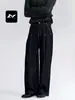 Calças Casuais Jeans Retas Masculinas e Femininas Soltas Estilo Americano Retrô Secagem Rápida Proteção Solar Amassadas Com Tubo Caimento Longo