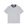 Camiseta com Decoração de Linha em Cor Contrastante Nova Coleção Primavera e Verão Gola Redonda Básica Casual Roupa de Trabalho Ombro Direito Manga Curta Camiseta Masculina e Feminina Marca Tendência