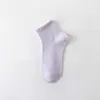 Meias para Mulheres Primavera e Verão Meias Finas de Cano Médio Cor Pura Algodão Puro Sem Costura Anti-Pilling Antibacterianas e Desodorantes Meias Curtas de Algodão Atacado