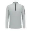 Nueva camiseta de manga larga para primavera y otoño para hombre, adecuada para deportes al aire libre y uso casual, con cuello alto elástico y cremallera, versátil y agradable para la piel, admite impresión