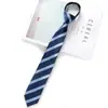 Jk Gravata Feminina Estudante Estilo Preppy Gravata Borboleta Mãos Livres Camisa Material Escolar Gravata da Moda Listrada em Azul e Branco
