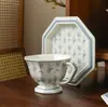 Taza de Café y Platillo Estilo Francés con Nicho de Lirio del Valle Retro, Taza para Latte, Plato de Postre, Plato de Ensalada
