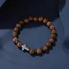 Tume Pulseira Cruzada com Contas Vendida em Larga Escala Pulseira de Madeira com Grão de Madeira Masculina Nova Joia Popular