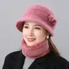 Sombrero de Lana Cálido con Felpa para Mujer Otoño e Invierno, Sombrero de Pescador Tejido Espeso para Madres de Mediana Edad y Personas Mayores, Protección contra el Frío