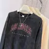 Camiseta de Manga Larga con Estampado de Letras Estilo Coreano High Street Bf para Mujer, Lavada, Desgastada, Holgada, Estilo Perezoso, Primavera y Otoño 2025