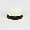 Sombreros de Paja Tejidos para Hombre y Mujer, de Ala Ancha, Planos, Transpirables, con Protección Solar, para Playa y Exteriores, Estilo Francés de Verano