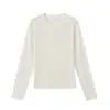 Camiseta de manga larga con cuello redondo, mezcla de lana merino y Tencel de 220 g/m², corte ajustado, básica, simple y versátil para usar debajo de otras prendas.