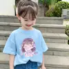 Camisetas de Manga Curta para Meninas Verão 2026, Camisetas Super Estilosas de Manga Meia-Manga, Camisetas Fofas com Estampa de Desenho Animado, Tops de Algodão Puro da Moda