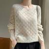 Otoño e invierno 2024, nueva ropa de mujer, ropa de primera línea, cuello redondo, seda, cachemira, suéter de punto fino y holgado para mujer