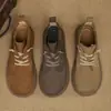 Zapatos de Cuero Ligeros con Cordones de Piel de Primera Capa para Hombre, Zapatos Casuales para Exteriores, Zapatos de Cuero de Moda con Suela Blanda para Hombre
