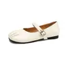 Wei Wei Girl 6696-38 Zapatos Bajos de Ballet de Una Sola Correa para Mujer con Pliegues Correa Única Francesa con Falda Mary Janes