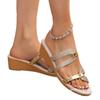 Comercio Exterior Talla Grande Combinación de Colores Tacón Medio Suela Gruesa Pantuflas para Mujer Transfronterizo Nuevo Tacón de Cuña Punta Abierta Sandalias de Playa Suministro Wish
