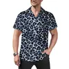 Camisa Masculina Transfronteiriça Havaiana Sexy Estampa de Leopardo Vermelho Roupas Masculinas Casual Retro Verão Praia Estilo de Rua