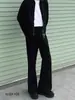 Calça retrô estilo Hong Kong para homens, corte cleanfit, com leve boca de sino, de alta qualidade, emagrecedora, modelagem solta, calça de perna curva