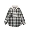 Yidao Vintage 2026 Primavera Nuevo Japonés Retro Falso Dos Piezas con Capucha Cuadros Holgado Versátil Camisa de Manga Larga