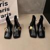 Botas Martin Negras de Charol para Adulto para Mujer en Stock, Otros de Corte Bajo con Cremallera Lateral de Goma