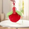 Pele de Coelho Sintética Pequena Bola de Pelo de Coelho em Forma de Caqui Pingente de Pelúcia Chaveiro de Carro Charme de Bolsa