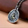 Colgante de Plata de Ley S925 Accesorios Vintage Estilo Hip Hop Collar de Mano de Oración Collar de Moneda Moda para Hombres y Mujeres