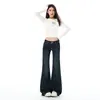 Jeans retro azules de tiro bajo acampanados para mujer, nueva colección otoño 2026, pierna recta elástica, pantalones acampanados que no ajustan
