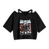 Camiseta sexy de manga corta con tirantes para mujer, con diseño de hombre japonés rodeado de una batalla de hechizos de Jujutsu Kaisen, que regresa a la segunda dimensión.
