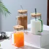 Taza de Vidrio Cuadrada con Asa de Color para Uso Doméstico con Asa Taza de Agua Taza de Té Alta Apariencia Vidrio de Borosilicato Alto Taza para Leche y Jugo