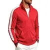 Jaqueta Masculina Casual Amazon Transfronteiriça com Gola Alta Zíper Tricô Blocos de Cor Laterais Listras Solta Primavera Outono Diária