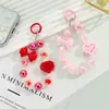 Cadena Corta para Teléfono de Cuentas con Diseño de Moño 3D, Corazón y Estrella, Cadena Corta Hecha a Mano para Teléfono de Cuentas con Asa