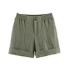 Roupas Femininas Europeias e Americanas Transfronteiriças Za Aliexpress Venda Quente Verão Novo Algodão e Linho Soltos Casuais Cintura Elástica Shorts de Perna Larga
