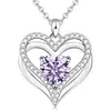 Cross-border Eternal Heart s925 colar de prata esterlina dupla camada para mulheres 12º aniversário Amazon Europeu e Americano pingente clavícula corrente