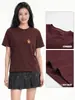 Camiseta Informal Sencilla Estampada de Manga Corta Estilo Japonés para Mujer, Básica de Verano para el Uso Diario, Camiseta Blanca de Algodón Puro para Estudiantes