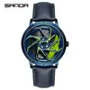 Reloj de cuarzo Sanda para hombre, moderno, sencillo, resistente al agua, creativo, hueco, de cuarzo, con rueda, electrónico.
