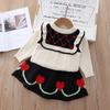 Outono e Inverno Novo Tamanho Feminino Tesouro Doce Amor Crewneck Suéter Saia Menina Pullover Saia Curta Vestido de Malha