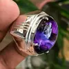 Anillo Asimétrico de Plata Morado Nuevo Forma de Huevo Transfronterizo Joyería de Mano de Moda Popular Europea y Americana Fabricantes Mayoristas