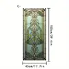 Película Eletrostática Fosca com Padrão de Planta Verde Estilo Europeu para Janelas de Sala e Quarto, Película Eletrostática Decorativa de Proteção de Privacidade