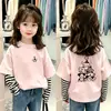 Nueva colección de otoño 2026: Camiseta elegante y moderna de manga larga a rayas para niñas, hecha de algodón puro, adecuada para niños mayores