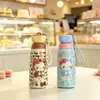 Nueva taza de agua infantil de gato de dibujos animados, taza termo de acero inoxidable 316 con asa, taza portátil con pajita para uso doméstico