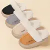 Zapatos de invierno para mujer transfronterizos, forrados de felpa para abrigar, patchwork de ante sintético con forro de felpa, estilo slip-on, suela gruesa, diseño casual para usar en casa