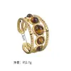 Anillo Geométrico Colorido Abierto Estilo Moda Europeo y Americano Anillo de Joyería Ajustable Exquisito de Acero Inoxidable de Lujo Ligero