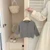 Conjunto de Otoño para Bebé: Cárdigan de Punto con Dobladillo Ondulado para Niñas, Suéter de Cuello Redondo de un Solo Botón, Ropa Exterior Elegante para Niños