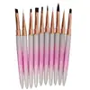 Pincel de Unha Artística Transfronteiriço Novo, Caneta de Traço, Pintura Colorida, Caneta de Traço Gancho de Flor, Conjunto de Canetas de Unha com Haste Metálica Degradê Venda por Atacado