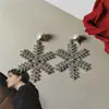 Pendientes de Tachuelas Exagerados Moda Navideña Pendientes Europeos y Americanos Tendencia Copo de Nieve Unisex Copo de Nieve Diamante Pendientes de Temperamento