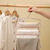 Perchero de ropa multicapa, perchero de almacenamiento de cinco capas antideslizante para pantalones, perchador de ropa multifuncional sin marcas para estudiantes de dormitorio, soporte para ropa para pantalones