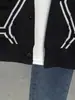Cardigan de Tricô Color Block com Decote V Tendência Primavera e Outono para Jovens, Suéter Estilo Maduro Slim Fit, Jaqueta Moda Coreana para Homens