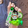 Lindo llavero giratorio de panda piloto con diseño de pareja de dibujos animados, llavero colgante para bolso de coche, regalo pequeño creativo