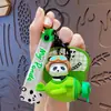 Lindo Llavero de Panda Piloto Giratorio Dibujo Animado Pareja Coche Bolsa Llavero Colgante Regalo Pequeño Creativo
