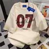Camiseta Personalizada de Manga Corta con Estampado de Letras Estilo Urbano para Mujer, Verano 2025, Top Casual Holgado Estilo Ins para el Trabajo